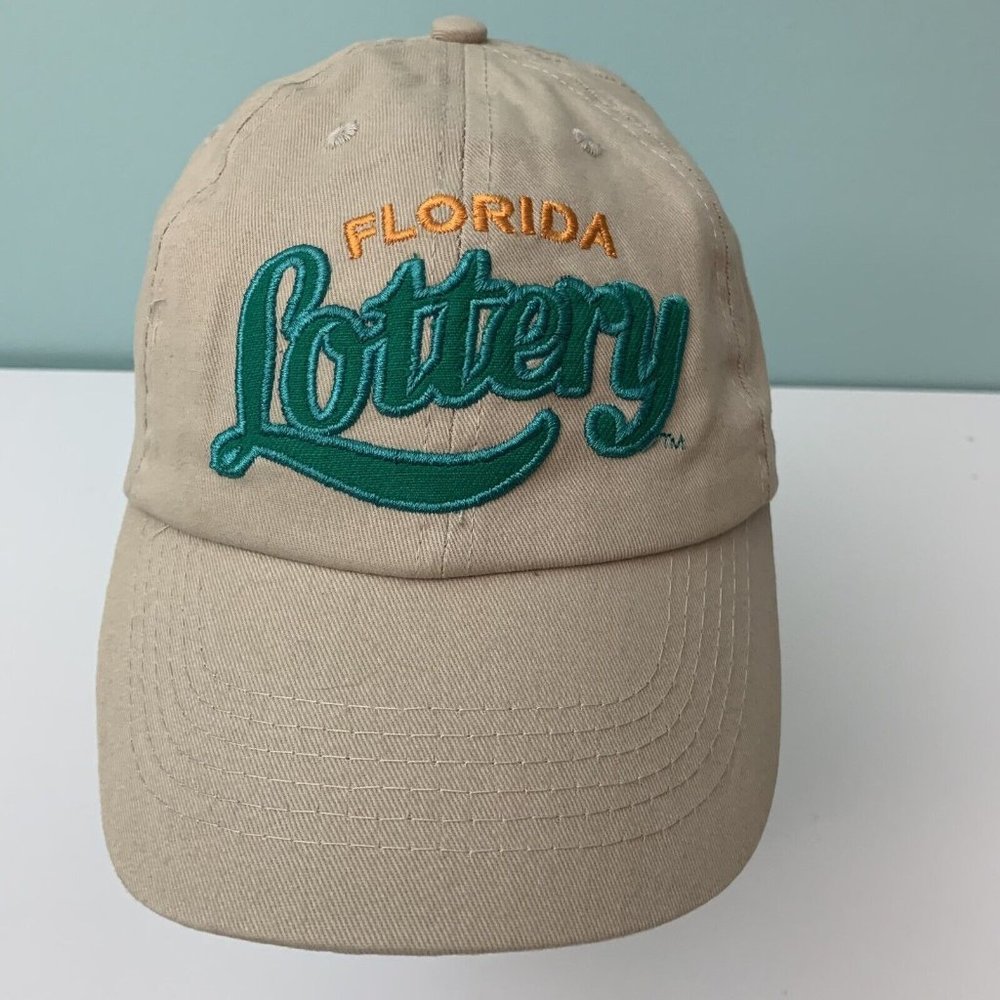 Florida Lottery Tan Khaki Baseball Cap Hat Adjustable Dad Hat Lucky Hat